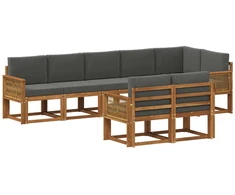 Lauko sofos komplektas su pagalve 8 pcs Natūralus ir antracitas