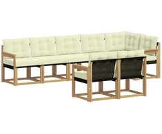 Lauko sofos komplektas su pagalve 8 pcs Balta ir kreminė