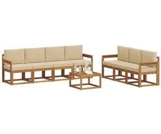 Lauko sofos komplektas su pagalve 8 pcs Natūralus ir bežinis