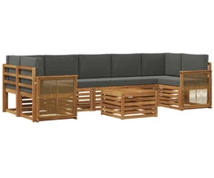 Lauko sofos komplektas su pagalve 8 pcs Natūralus ir antracitas