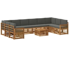 Lauko sofos komplektas su pagalve 8 pcs Natūralus ir antracitas