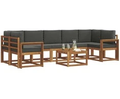 Lauko sofos komplektas su pagalve 8 pcs Natūralus ir antracitas