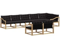 Lauko sofos komplektas su pagalve 8 pcs Balta ir juoda