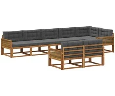Lauko sofos komplektas 8 pcs Natūralus ir antracitas