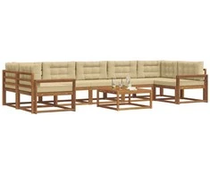 Lauko sofos komplektas su pagalve 8 pcs Natūralus ir bežinis