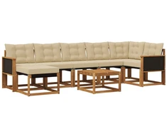 Lauko sofos komplektas su pagalve 8 pcs Natūralus ir bežinis