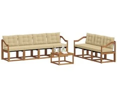 Lauko sofos komplektas su pagalve 8 pcs Natūralus ir bežinis