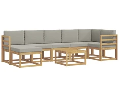 Lauko sofos komplektas su pagalve 8 pcs Balta ir šviesiai pilka