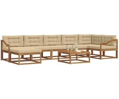 Lauko sofos komplektas su pagalve 8 pcs Natūralus ir bežinis