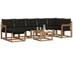 Lauko sofos komplektas su pagalve 8 pcs Natūrali ir juoda