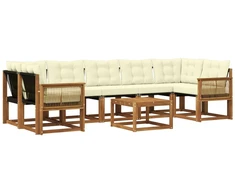 Lauko sofos komplektas su pagalve 8 pcs Natūralus ir grietinėlė