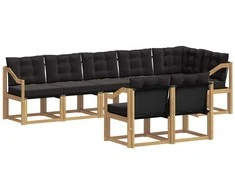 Lauko sofos komplektas su pagalve 8 pcs Balta ir juoda