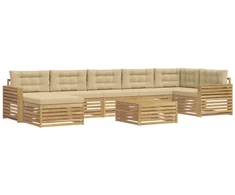 Lauko sofos komplektas su pagalve 8 pcs Balta ir kreminė