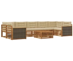 Lauko sofos komplektas su pagalve 8 pcs Natūralus ir bežinis