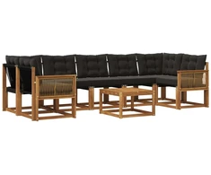 Lauko sofos komplektas su pagalve 8 pcs Natūrali ir juoda