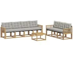 Lauko sofos komplektas su pagalve 8 pcs Balta ir šviesiai pilka