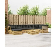 Lauko sofos komplektas su pagalve 8 pcs Balta ir antracito