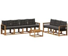 Lauko sofos komplektas su pagalve 8 pcs Natūrali ir juoda