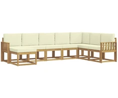 Lauko sofos komplektas su pagalve 8 pcs Balta ir kreminė