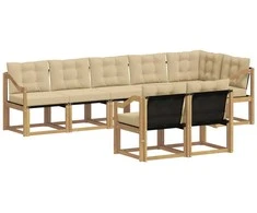 Lauko sofos komplektas su pagalve 8 pcs Balta ir kreminė