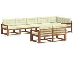 Lauko sofos komplektas su pagalve 8 pcs Natūralus ir grietinėlė