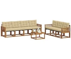 Lauko sofos komplektas su pagalve 8 pcs Natūralus ir bežinis