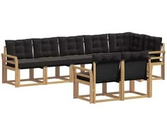 Lauko sofos komplektas su pagalve 8 pcs Balta ir juoda