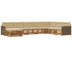 Lauko sofos komplektas su pagalve 8 pcs Natūralus ir bežinis