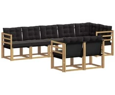 Lauko sofos komplektas su pagalve 8 pcs Balta ir juoda