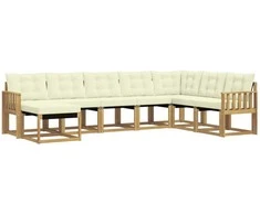 Lauko sofos komplektas su pagalve 8 pcs Balta ir kreminė