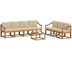 Lauko sofos komplektas su pagalve 8 pcs Natūralus ir bežinis