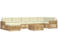 Lauko sofos komplektas su pagalve 8 pcs Balta ir kreminė