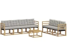 Lauko sofos komplektas su pagalve 8 pcs Balta ir šviesiai pilka