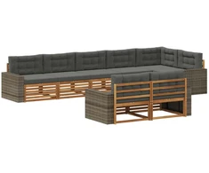 Lauko sofos komplektas su pagalve 8 pcs Natūralus ir antracitas