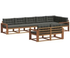 Lauko sofos komplektas su pagalve 8 pcs Natūralus ir antracitas