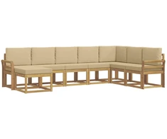Lauko sofos komplektas su pagalve 8 pcs Balta ir kreminė