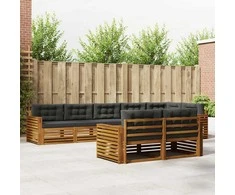 Lauko sofos komplektas su pagalve 8 pcs Natūralus ir antracitas