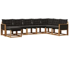 Lauko sofos komplektas su pagalve 8 pcs Natūrali ir juoda
