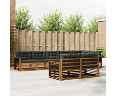 Lauko sofos komplektas su pagalve 8 pcs Natūralus ir antracitas