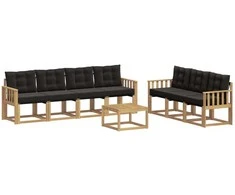 Lauko sofos komplektas su pagalve 8 pcs Balta ir juoda