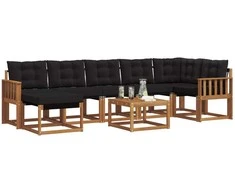 Lauko sofos komplektas su pagalve 8 pcs Natūrali ir juoda