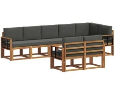 Lauko sofos komplektas su pagalve 8 pcs Natūralus ir antracitas