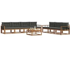 Lauko sofos komplektas su pagalve 8 pcs Natūralus ir antracitas