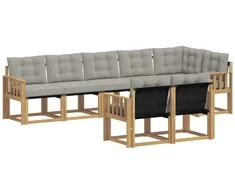Lauko sofos komplektas su pagalve 8 pcs Balta ir šviesiai pilka