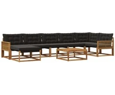 Lauko sofos komplektas su pagalve 8 pcs Natūrali ir juoda
