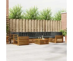 Lauko sofos komplektas su pagalve 8 pcs Natūralus ir antracitas