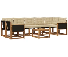Lauko sofos komplektas su pagalve 8 pcs Natūralus ir bežinis