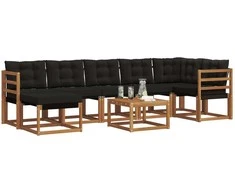 Lauko sofos komplektas su pagalve 8 pcs Natūrali ir juoda