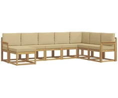 Lauko sofos komplektas su pagalve 8 pcs Balta ir kreminė