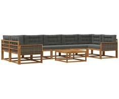 Lauko sofos komplektas su pagalve 8 pcs Natūralus ir antracitas